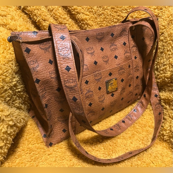 MCM Cognac Monogram Visetos Leather Tote - Picture 3 of 16